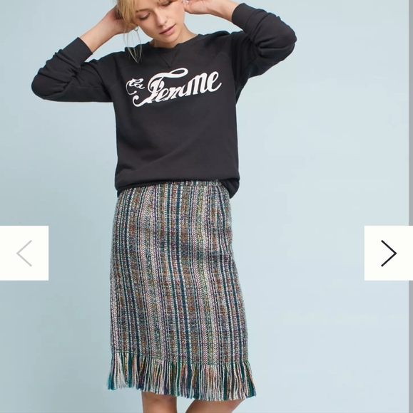 Maeve by Anthropologie. Tweed with Fringe detail Skirt. - Picture 2 of 3